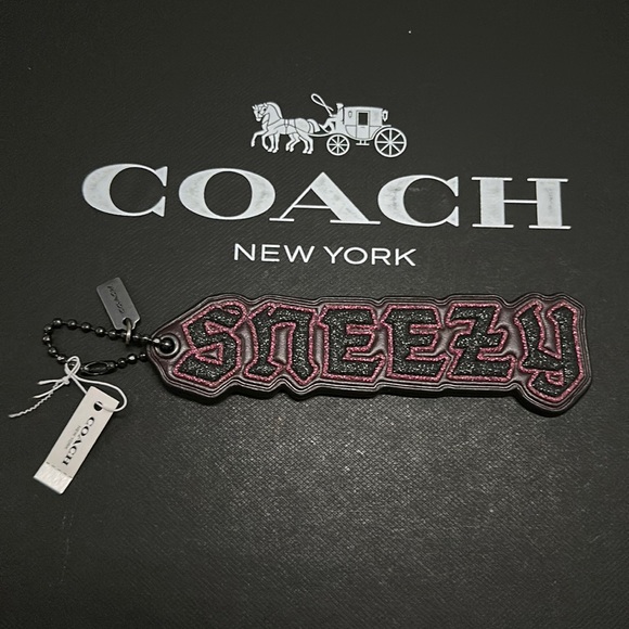 NWT Disney X Coach Sneezy Bag Charm Keychain FOB Dwarf Snow White Movie Leather - Picture 1 of 5